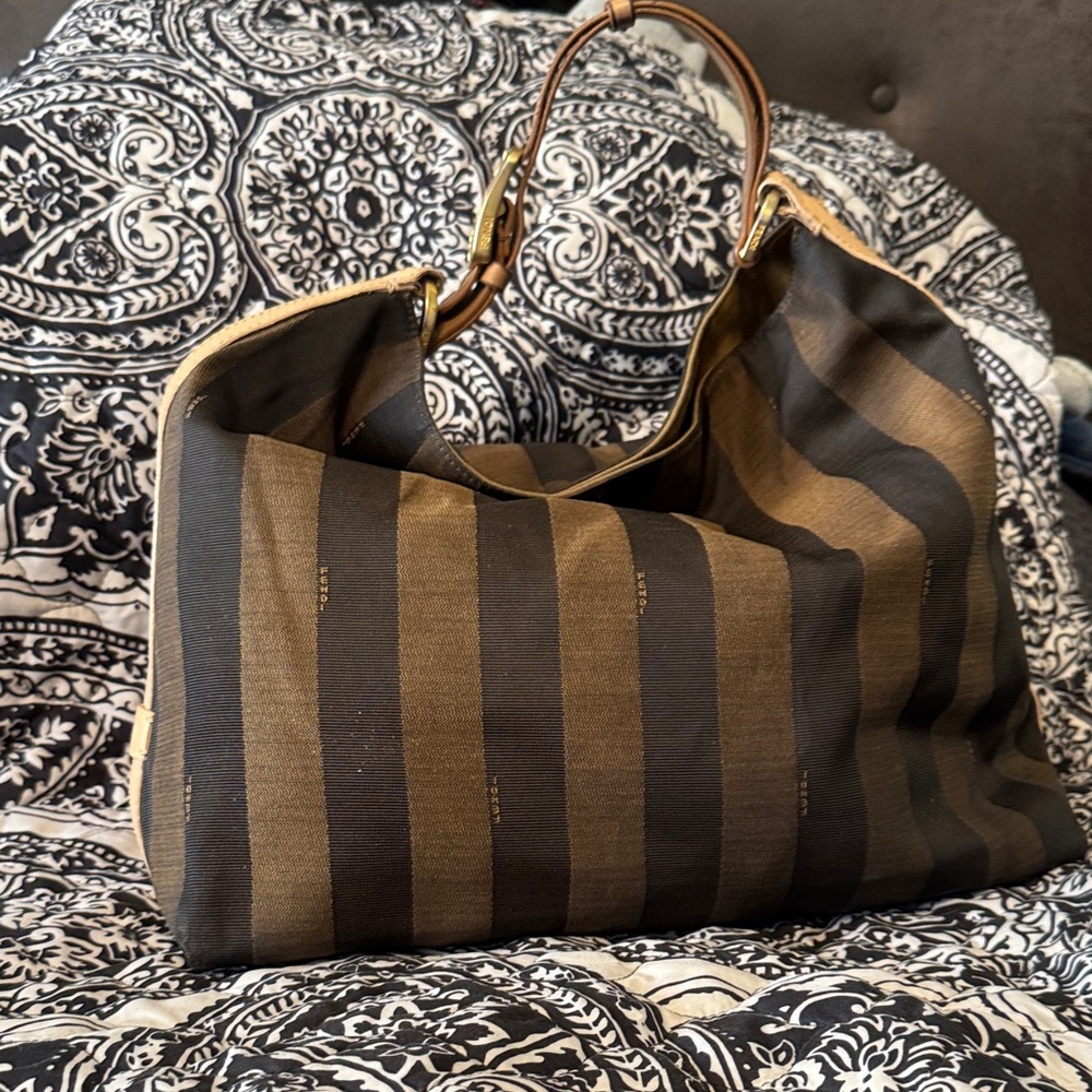 Fendi- Striped Brown and Black Women's Bag